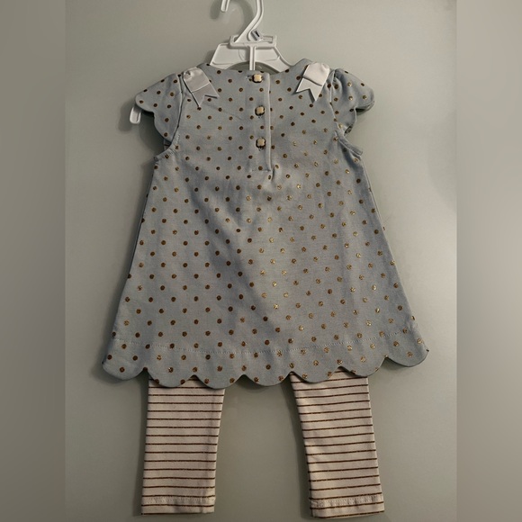 Tahari Baby 2 Piece Set 12M Light Green w/gold accents white ribbon detail - Picture 2 of 3